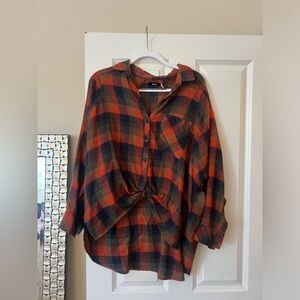 BDG plaid oversized button-up